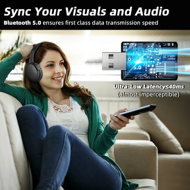 Wireless TV Headphones Wireless Headphones Headset with FM Radio 3 in1 Funcitons FM Wireless TV Headphone HiFi Stereo Lightweight Headphones for Home Office Game Computer