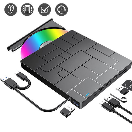 External CD/DVD Drive for Laptop Drive CD Burner USB 3.0 Type-C Portable CD/DVD Optical Disk Drive Reader Writer Burner Fit for Laptop Mac PC Windows Linux