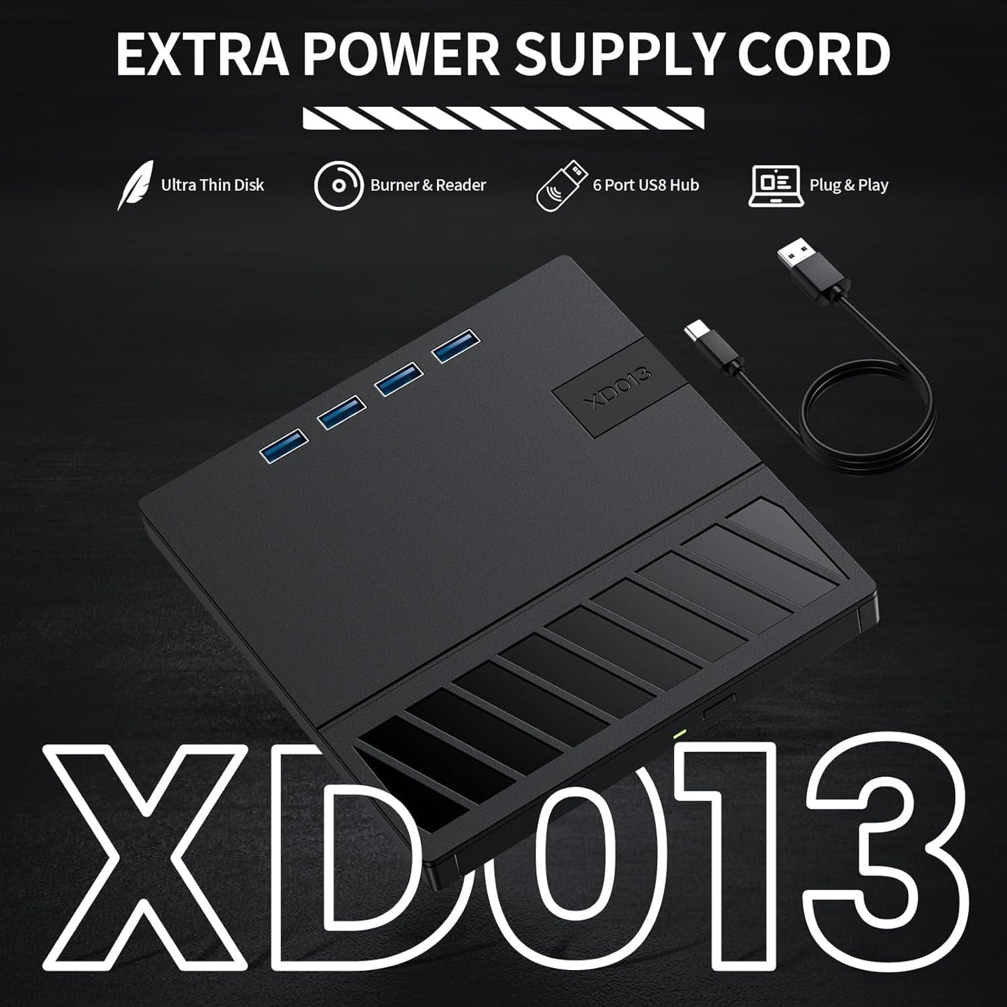 Foreyou External CD/DVD Drive for Laptop  7 in 1 USB Ultra-Slim Portable CD/DVD Player Burner