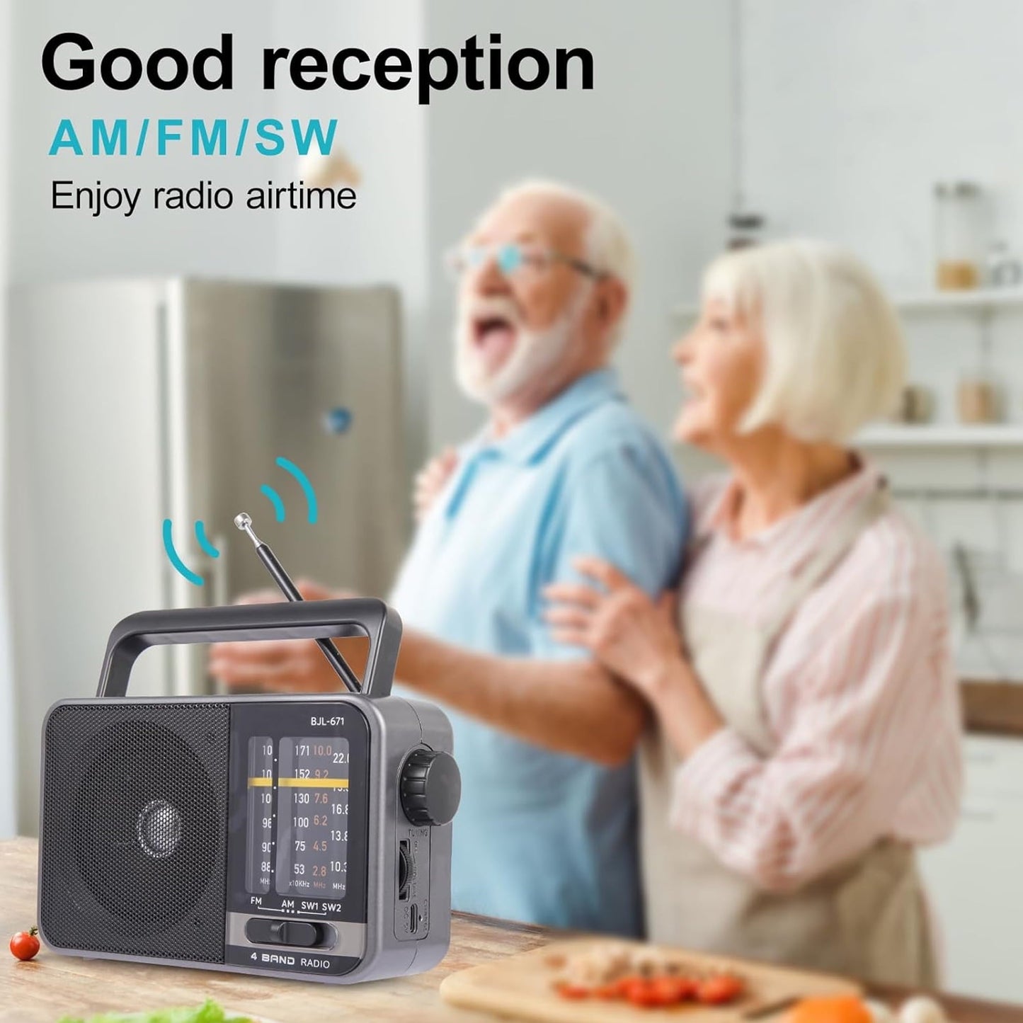 Portable AM / FM Radio Small Operated Analog Radio Portable Shortwave Radio Battery Powered or DC USB Suitable for Home & Outdoor Use Small Gifts for Seniors Elderly