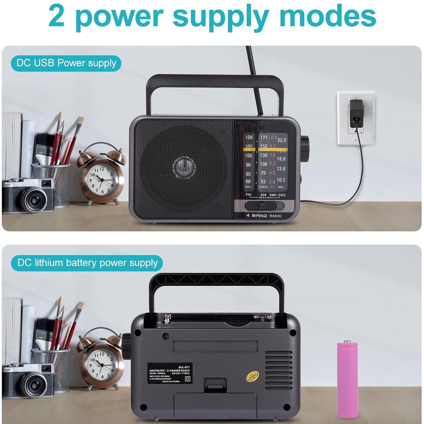 Portable AM / FM Radio Small Operated Analog Radio Portable Shortwave Radio Battery Powered or DC USB Suitable for Home & Outdoor Use Small Gifts for Seniors Elderly