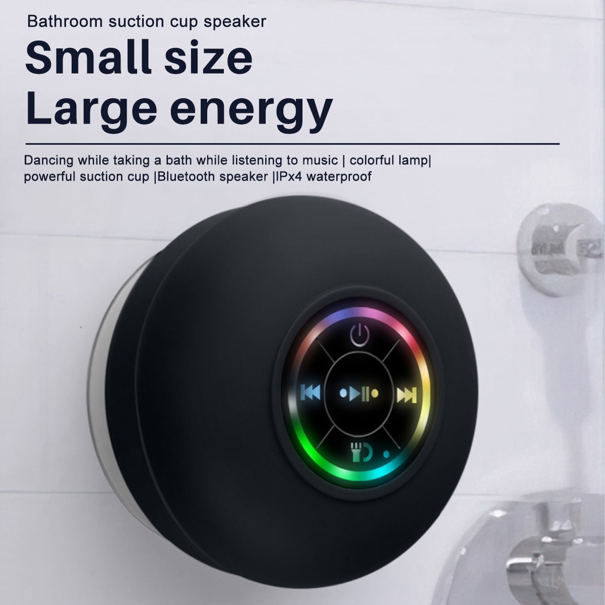 Portable Mini Bluetooth Speaker Waterproof Bathroom Audio Wireless Shower Speakers RGB Light Bluetooth Suction Cup Speaker Enhanced Bass and High Definition Sound