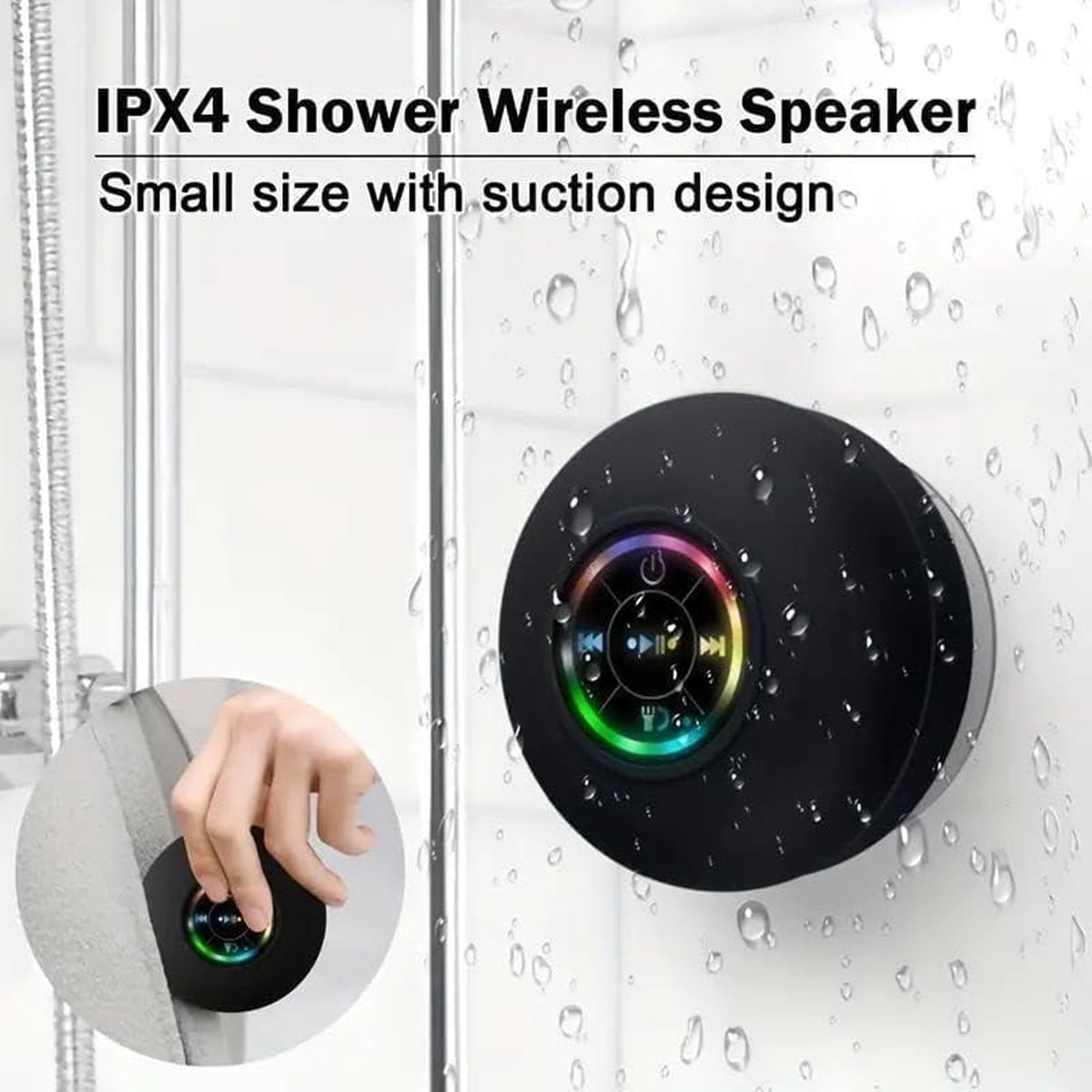 Portable Mini Bluetooth Speaker Waterproof Bathroom Audio Wireless Shower Speakers RGB Light Bluetooth Suction Cup Speaker Enhanced Bass and High Definition Sound