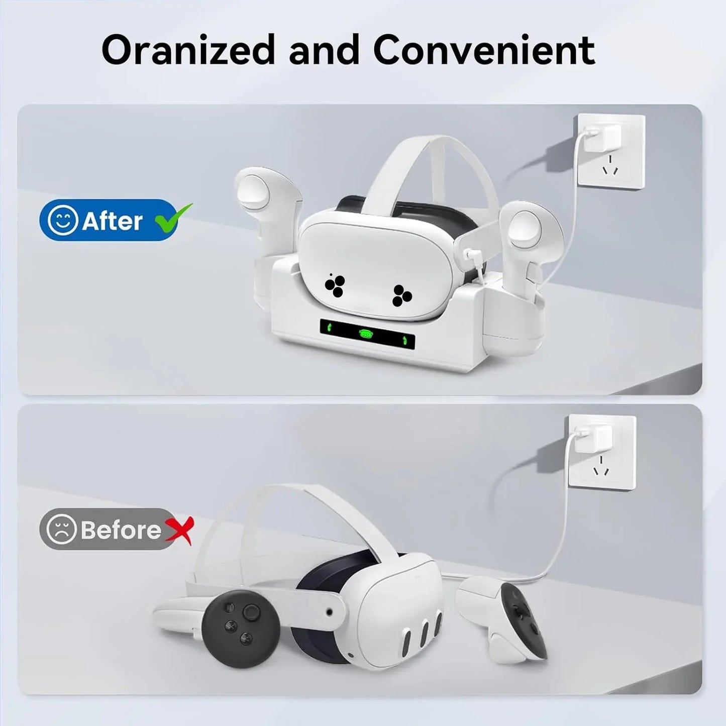 RGB Charging Dock for Oculus Quest 3/3S Charging Stand for Meta Quest 3S Controller and Headset with 2 Rechergeable Batteries Battery Cover|Wall Mount Charging Dock Station for Quest 3S Dual-use