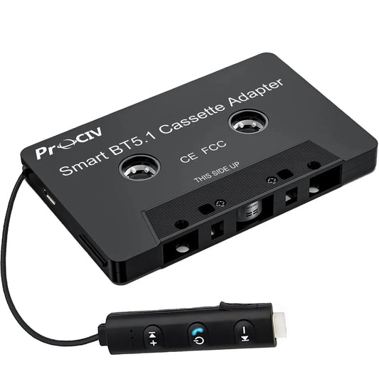 New Car Audio Bluetooth Wireless Cassette Receiver  Bluetooth 5.1 Car Audio Stereo Cassette Vehicle Tape Converter Cassette  Work While Charging Black