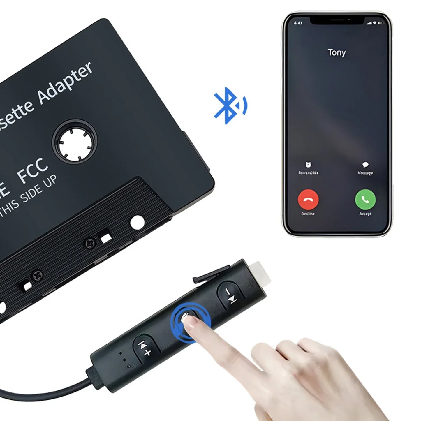 New Car Audio Bluetooth Wireless Cassette Receiver  Bluetooth 5.1 Car Audio Stereo Cassette Vehicle Tape Converter Cassette  Work While Charging Black