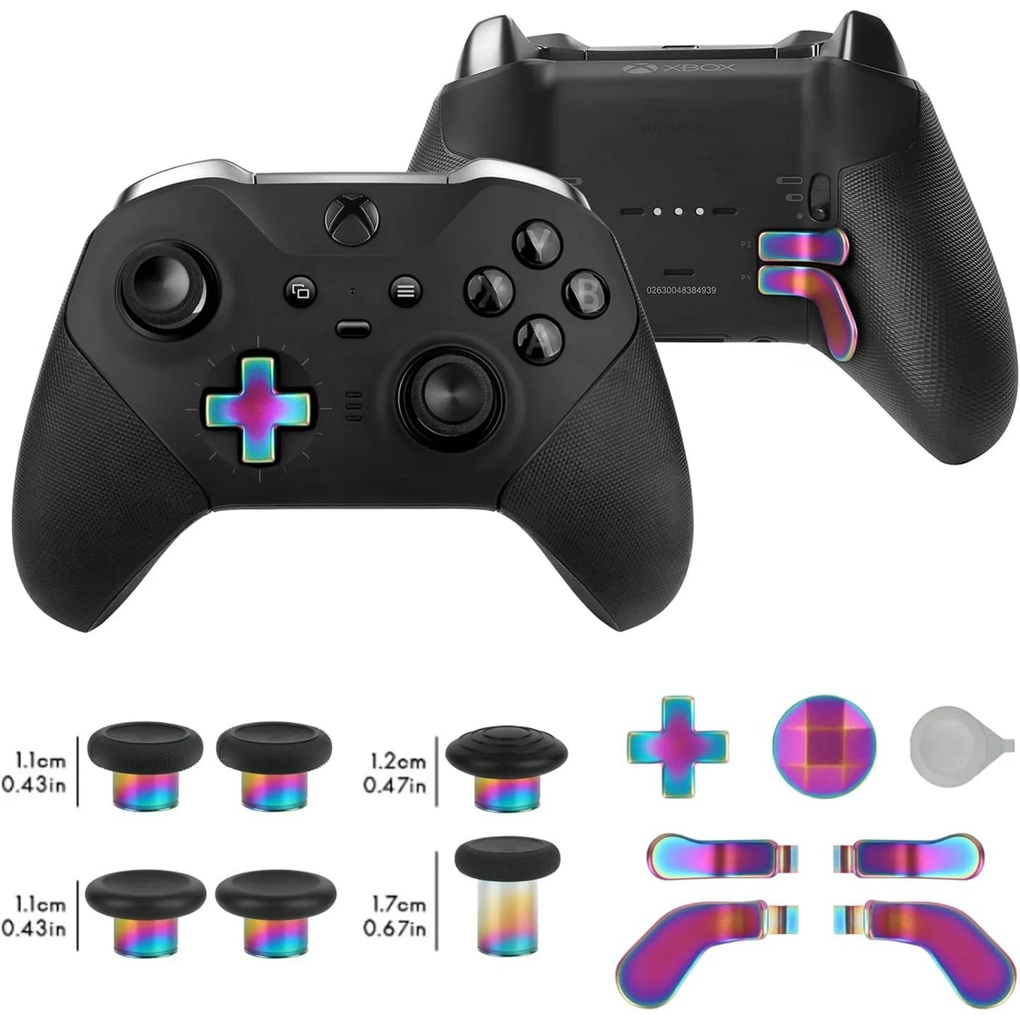 17 in 1 Metal Thumbsticks for Xbox One Elite Series 2  Elite Series 2 Controller Accessory Parts  Gaming Accessory Replacement  Metal Mod 6 Swap Joystick  4 Paddles  2 D-Pads  1 Tool