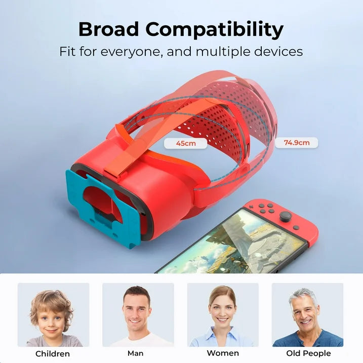 Upgraded VR Headset for Nintendo Switch & Switch OLED Model  3D VR Glasses with Adjustable Lens for Virtual Reality Gaming Experience  Switch VR Labo Goggles Headset for Nintendo Switch(Red)