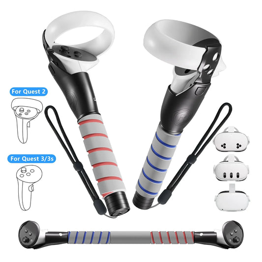 VR Accessories Handle Attachments for Meta/Oculus Quest 2/3/3S  Dual Handles and Long Stick Handle Extension Grips to Play Multiple VR Games  Gorilla Tag Long Arms Grips Beat Saber Golf Club Baseball