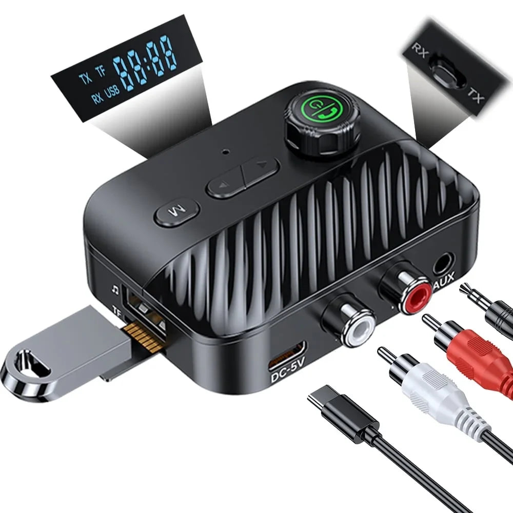 Bluetooth Transmitter Receiver  Bluetooth 5.3 Audio Adapter for 3.5mm Jack Aux / RCA for Home Stereo / Smartphone/ Tablet / Laptop / Car  Suport Most with Audio Transmitter Receiver