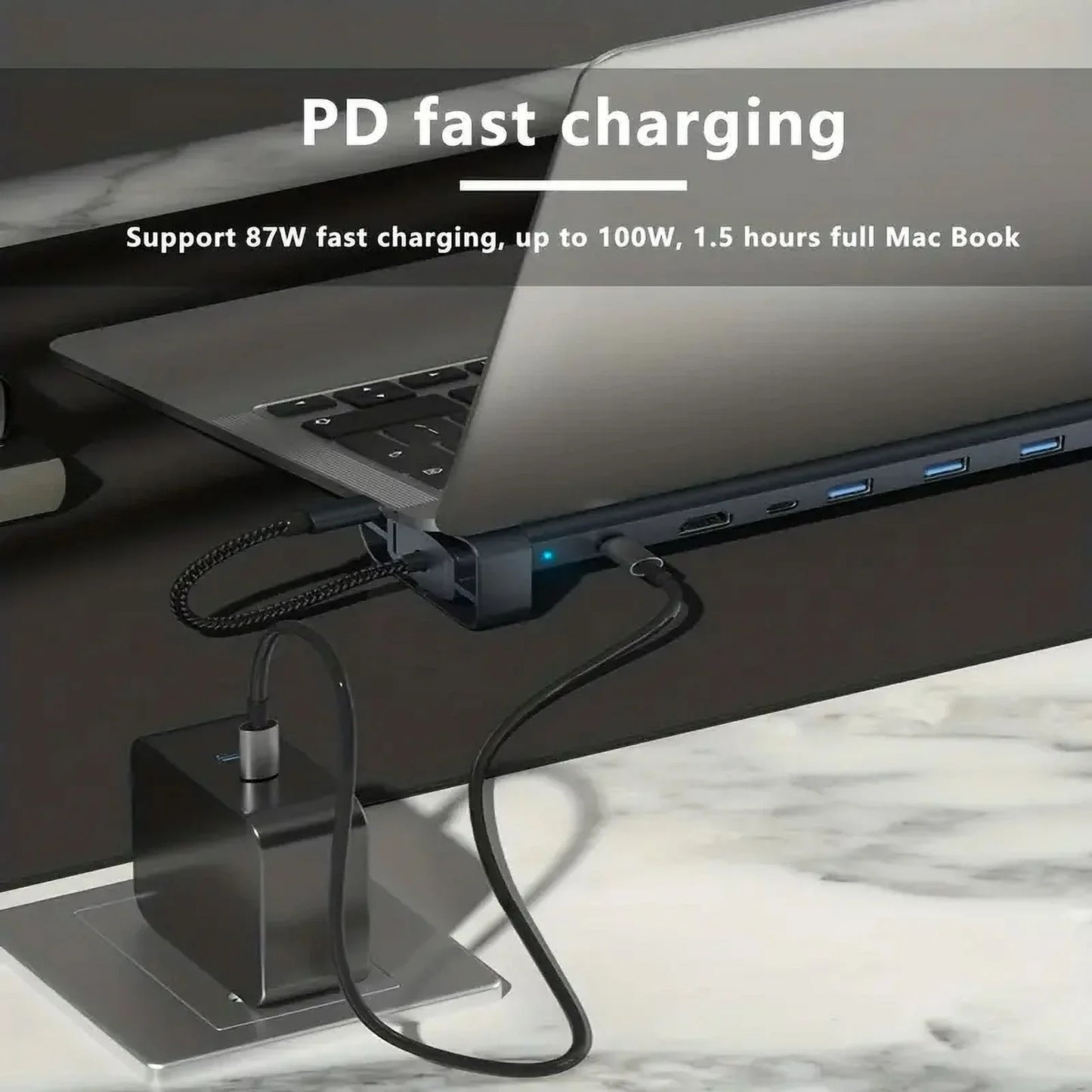 USB C Laptop Docking Station Stand  10 In 1 Folding Tilt Stand Triple Display USB C   4K  PD 100W  USB 3.0  TF  SD  Audio  RJ45 for MacBook & Windows