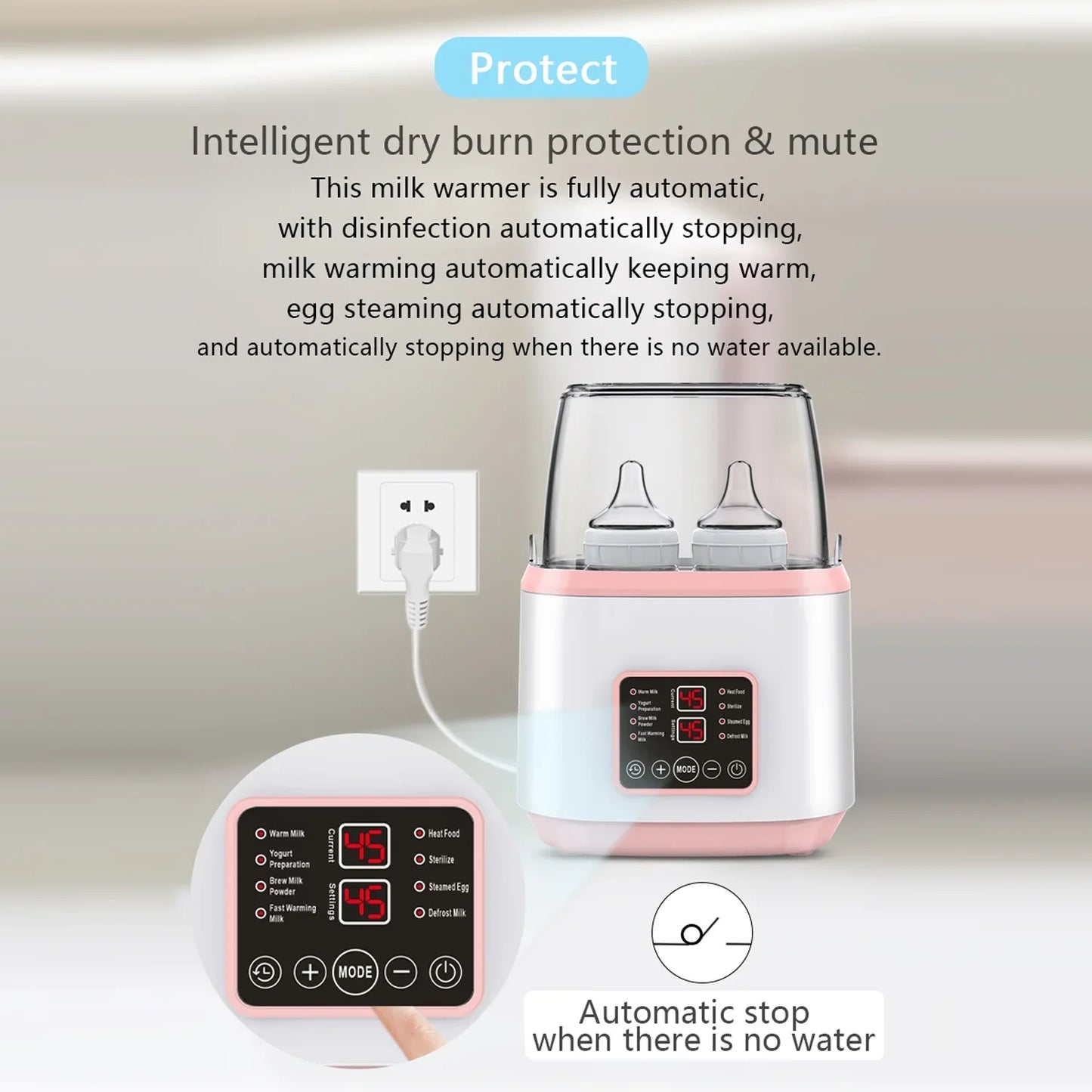 Baby Bottle Warmer  8-in-1 Fast Milk Warmer with Timer Breastmilk or Formula  Fits 4 Bottles  Accurate Temperature Control  with Defrost  Sterili-zing  Keep  Heat Baby Food Jars Function