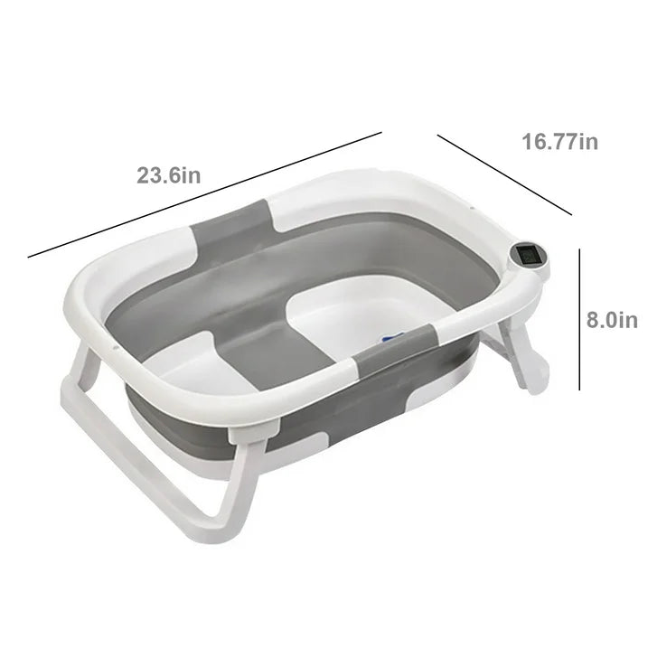 Foldable Baby Bathtub for Infants to Toddler Portable Travel Bathtub Multifunctional Bathtub with Drain Hole  Baby Bathtub for Newborn 0-36 Month Gray (with Net)