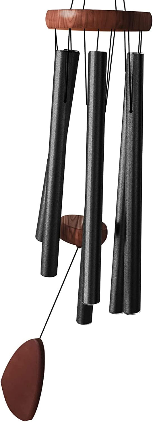 Wind Chimes for Outside with Wood Wind Catcher 37 Inches Large Aluminum Windchimes Outdoors for Patio Decoration & Zen Atmosphere Great as a Gift for Family & Relative(Black)