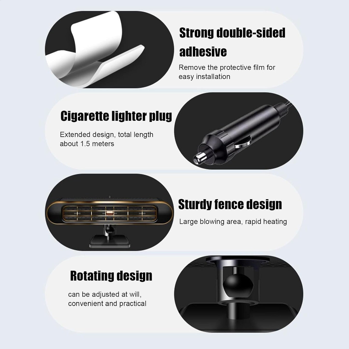 Portable Heater for Car 2 in 1 Fast Heating & Cooling Function 360 Degree Rotary 150W Portable Windshield Defroster Demister with Air Fan Car Heating Fan