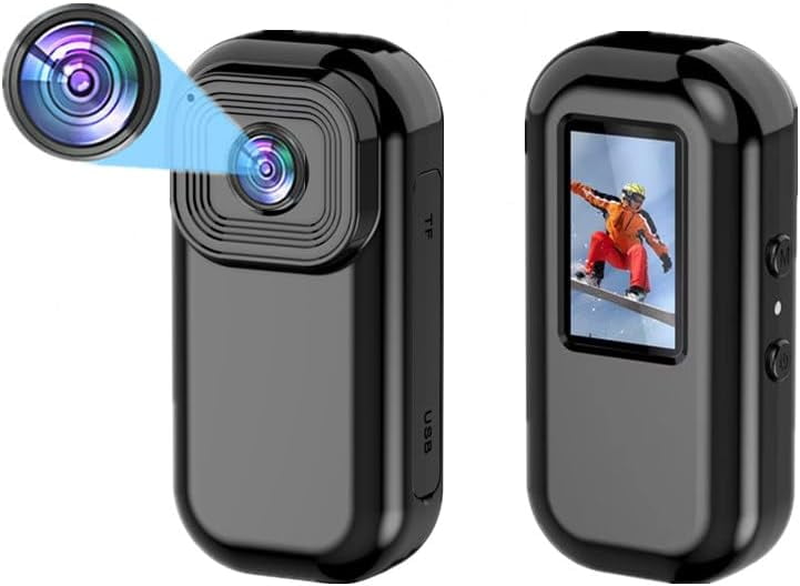 Mini WiFi Action Camera 1080P 30fps Digital Video Camera with 0.96in LCD Screen Built-in Rechrageable Battery Motion Detection with Magnetic Mount Back Clip Protective Cover