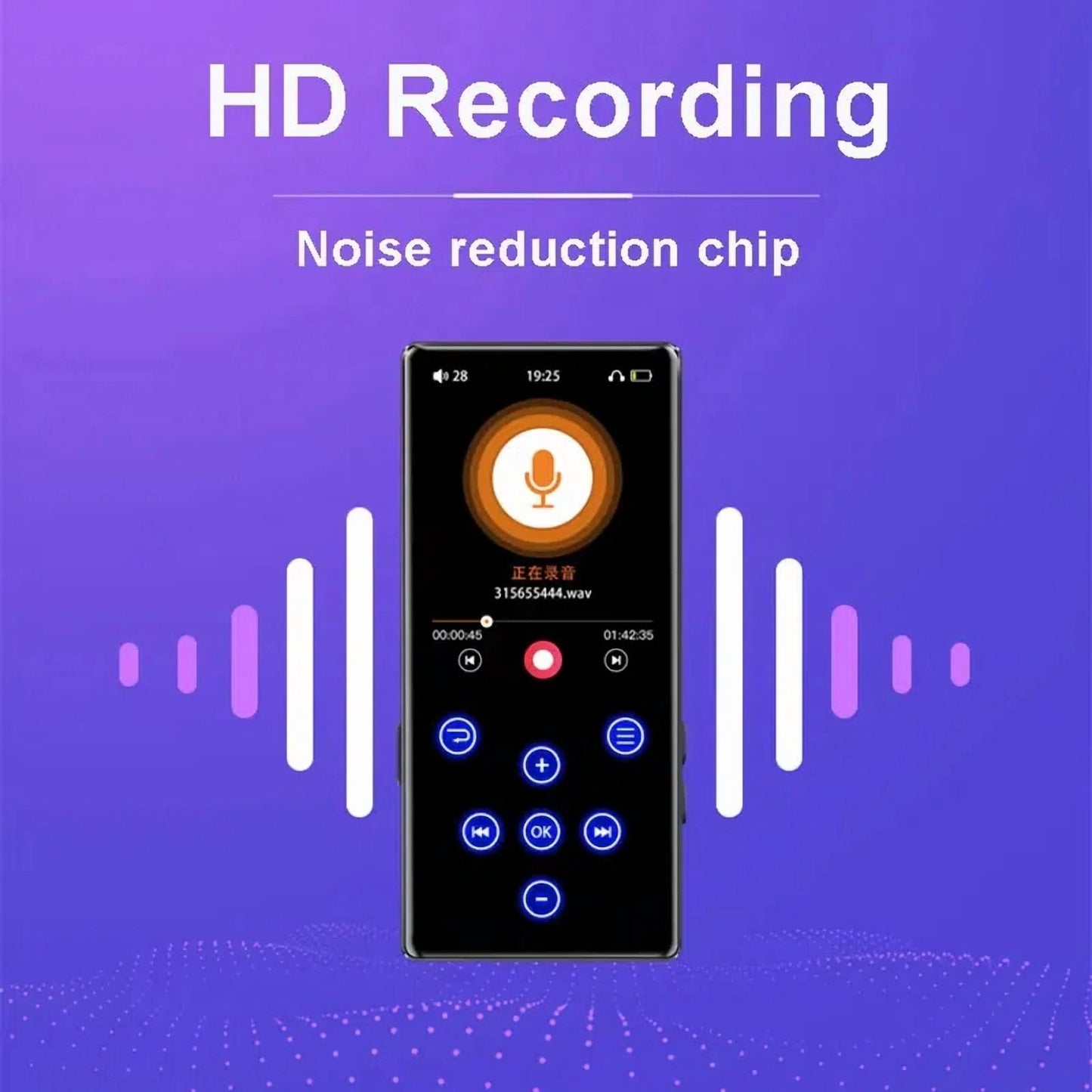 128GB MP3 Player with Bluetooth Portable Lossless Sound Music Player with HD Speaker 2.4 Screen Voice Recorder FM Radio Touch Buttons HiFi MP4 Player Built-in 64GB Support up to 128GB for Walking