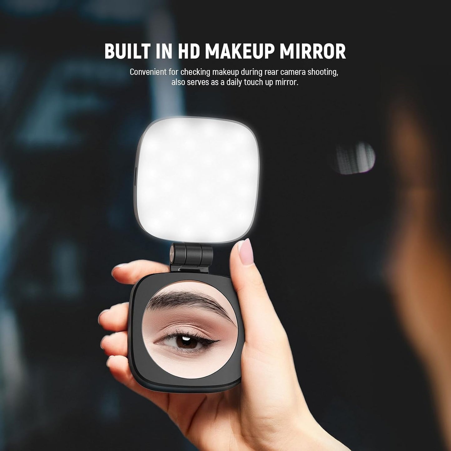 Magnetic Selfie Light for iPhone Instant Attachment for MagSafe CRI95 700lx/0.3m Folding LED Phone Fill Ring Lighting Phone Light with a Mirror for Zoom Makeup Photography Recording Video Conference