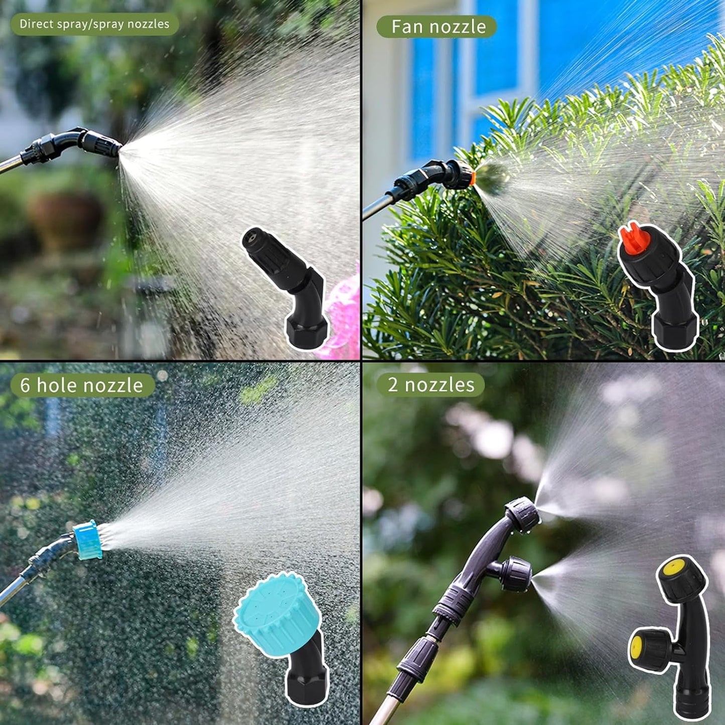 Battery Powered Sprayer 8L Upgrade Electric Sprayer with 4 Mist Nozzles 2000mAh Portable Lawn Sprayer Pump 32in Shoulder Strap Retractable Wand 2 Water Filling Holes for Lawn Garden Cleaning