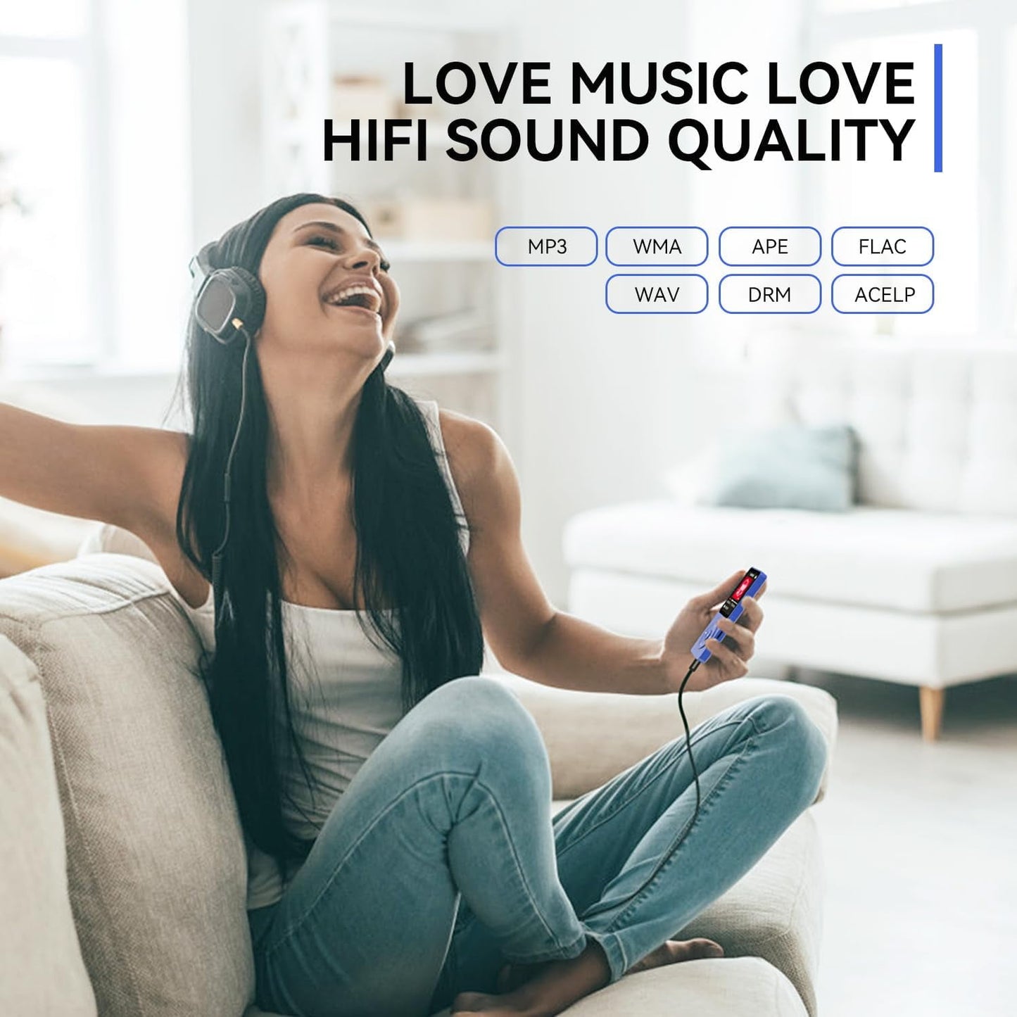 MP3 Player with Bluetooth and 32GB TF Card HiFi Music Player with Built-in Speaker Earphones Multifunctional MP3 Players with FM/Recording/E-Book/Video Supports up to 128GB for Kids Running Walking