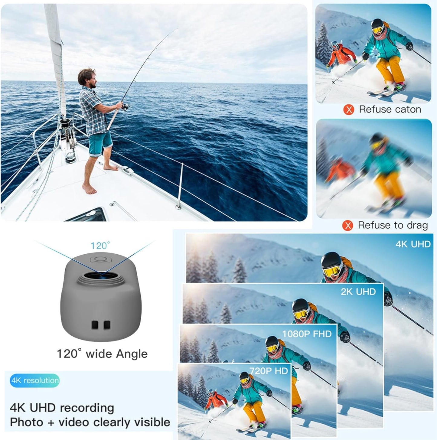 4K Mini WIFI Action Camera 128GB Police Cam Portable Body Cam Wearable Video Recorder with IPX7 Waterproof Underwater Camcorder Helmet Mount Magnetic Sport DV for Bike Cycling Pet Vlogging(Black)