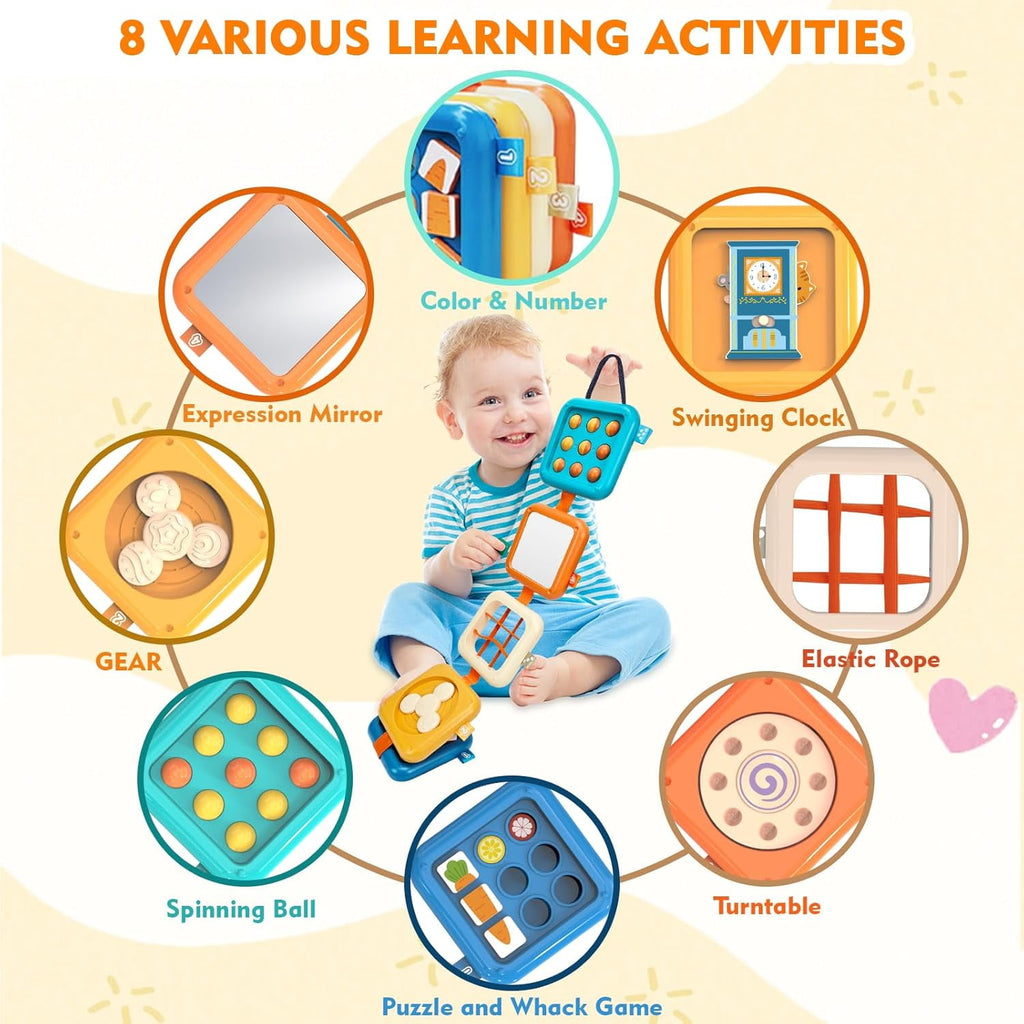 CEDQ Baby Busy Board Toys for 1 Year Old Montessori Toys for 1 Year Old 8 in1 Travel Sensory Toys Toddler Learning Toys ctivities Busy Cube Birthday Gifts for Boy Girl My First Montessori Busy Board