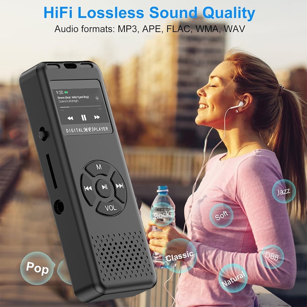 MUSICOZY 64GB MP3 Player Portable Music Player with Built-in Speaker Hi-Fi Lossless Sound Music MP3 Player for Voice Recorder FM Radio E-Book AB Repeat mode with Earphones for Kids Running Walking