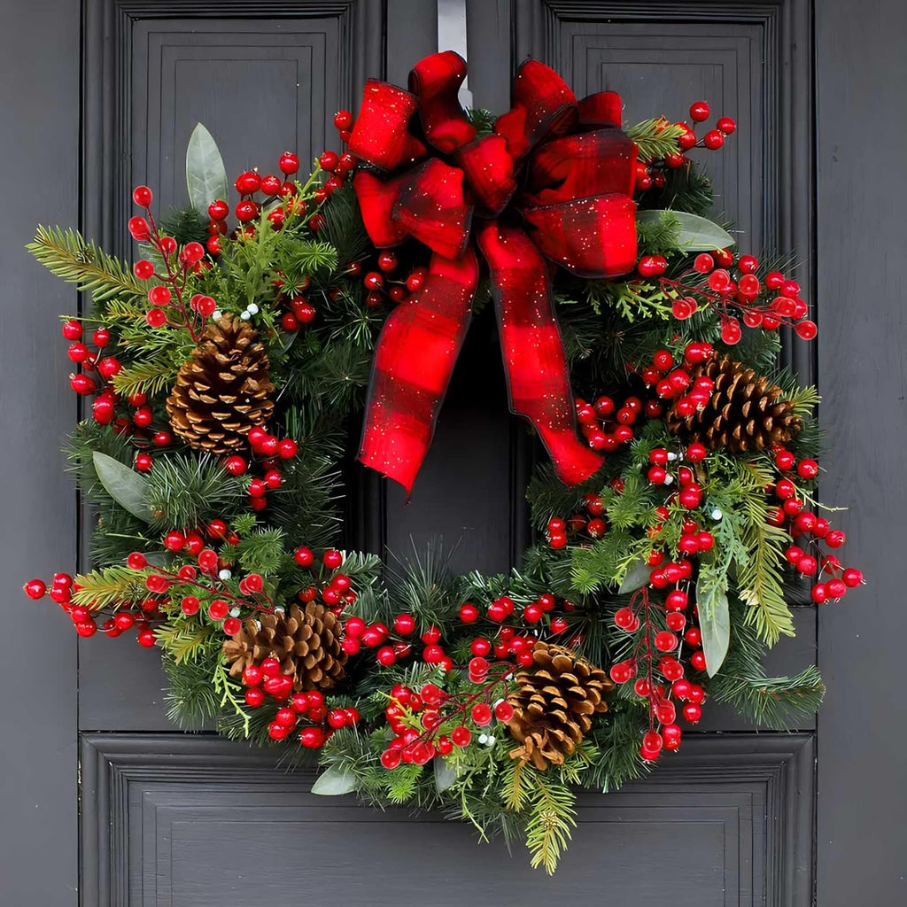 40 Pcs Artificial Berry Stems Branches Fall Halloween Faux Holly Berries Artificial Fall Flowers Accessories for Autumn Thanksgiving Wreath Christmas Tree DIY Craft Decorations Holiday Home Decor