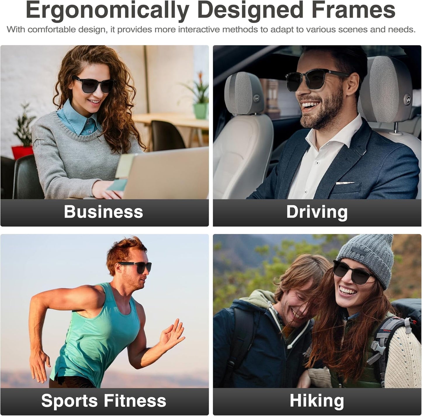 MUSICOZY AI Translator Smart Glasses for Men Women Bluetooth Audio Glasses with 110+ Translation Smart Glasses Real-Time Translation Multifunctional Bluetooth Glasses Open Ear Lighweight (Black)