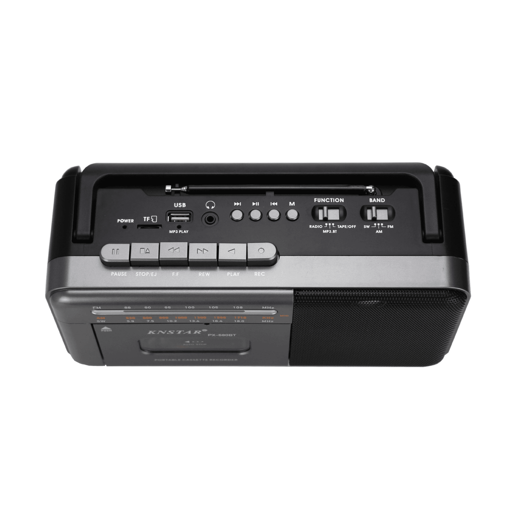 Cassette Tape Player Bluetooth Boombox Cassette Player AM/FM/SW Radio Stereo Tape Player/Recorder with Big Speaker and Earphone Jack USB/TF Card Player AC Powered or Battery Operated Grey
