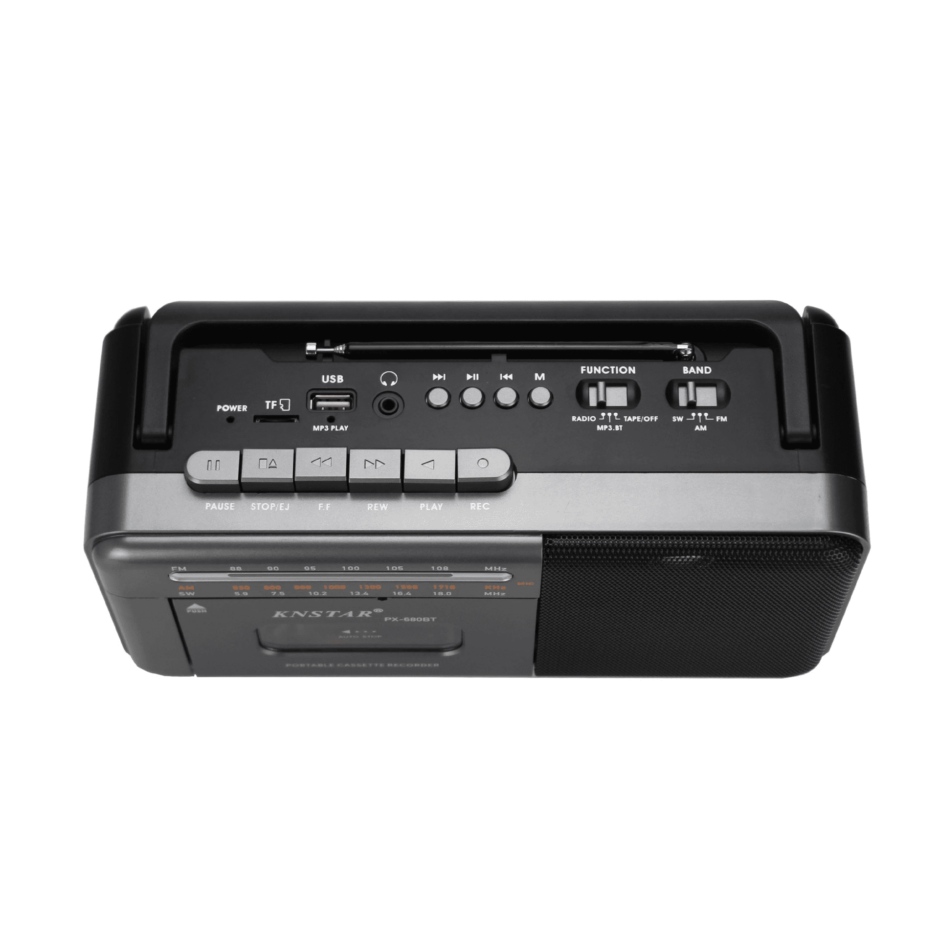 Cassette Tape Player Bluetooth Boombox Cassette Player AM/FM/SW Radio Stereo Tape Player/Recorder with Big Speaker and Earphone Jack USB/TF Card Player AC Powered or Battery Operated Grey