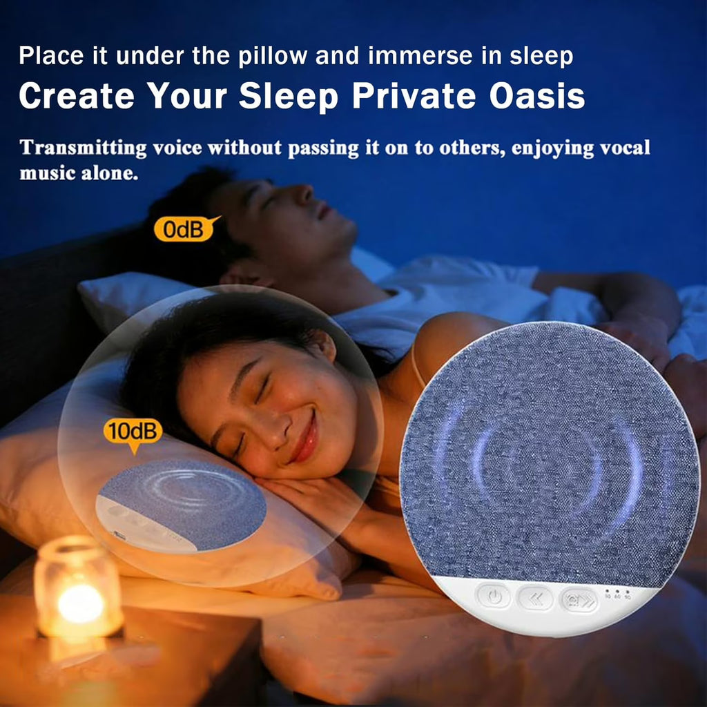 Under Pillow Speaker for Sleeping, 11mm Ultra-Thin Bluetooth 5.4 Pillow Speaker with Hi-Fi Sound & 3 Sleep Timer, Built-in White Noise, 20-48 Hour Battery Life, Blue