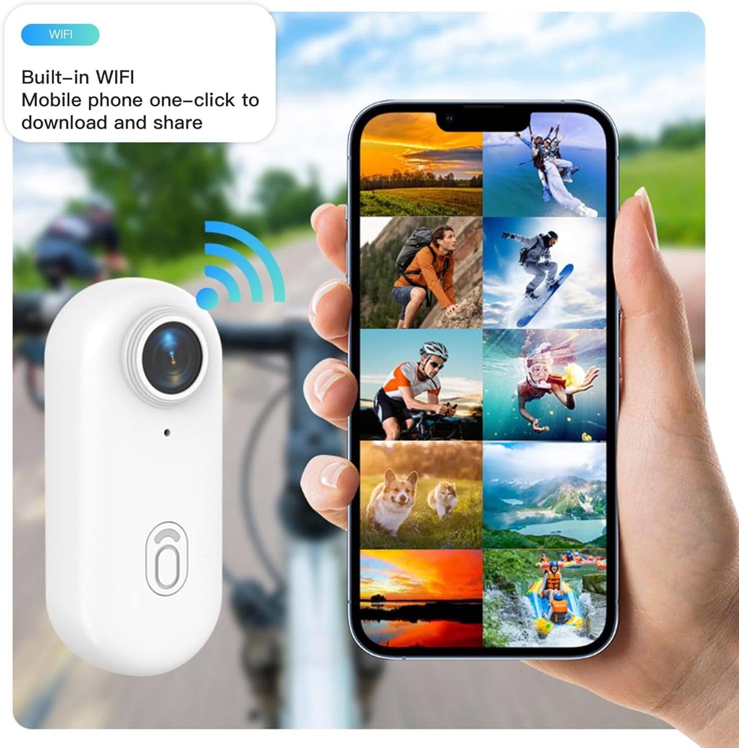 4K Mini WIFI Action Camera 128GB Police Cam Portable Body Cam Wearable Video Recorder with IPX7 Waterproof Underwater Camcorder Helmet Mount Magnetic Sport DV for Bike Cycling Pet Vlogging(White)