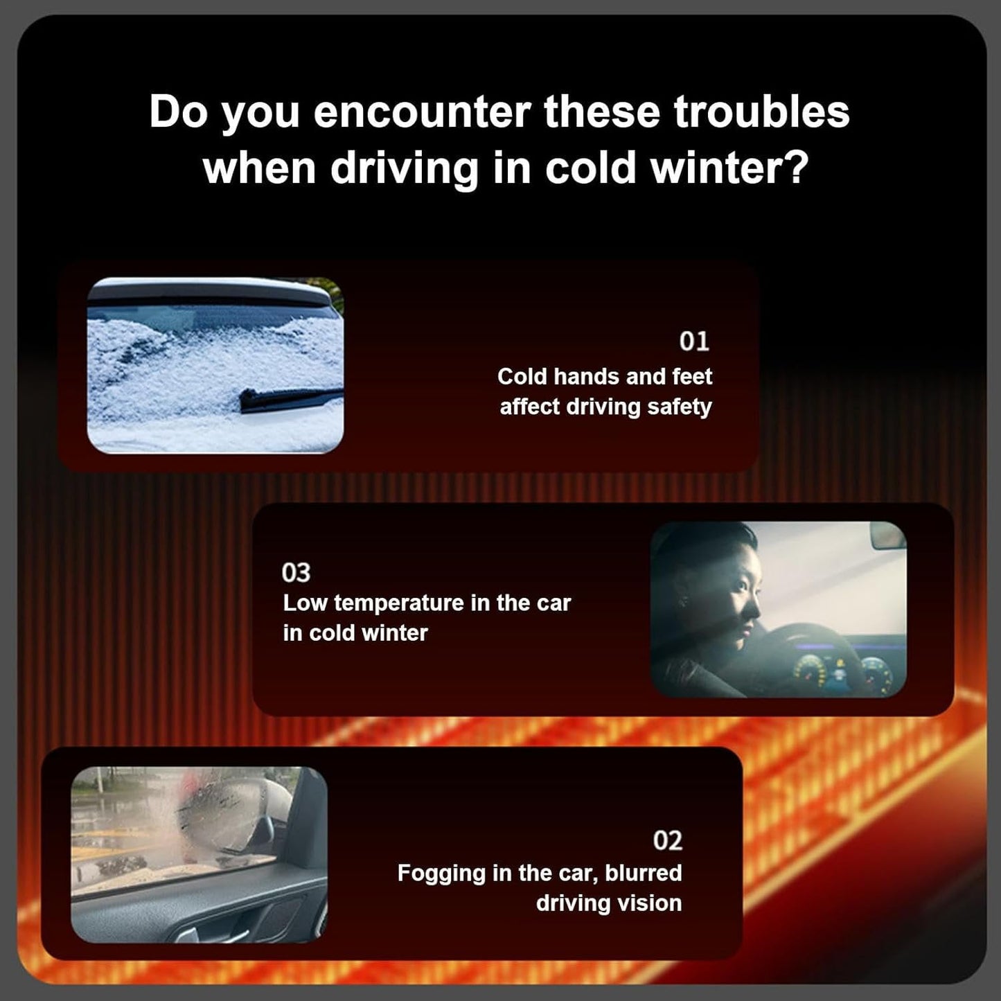 Portable Car Heaters For Vehiclem 24V Car Heater Auto Fan Heater LED Display Adjustable Temperature Fast Heating Car Defrost Defogger Vehicle Mounted Heater Car Windshield Defroster Demister