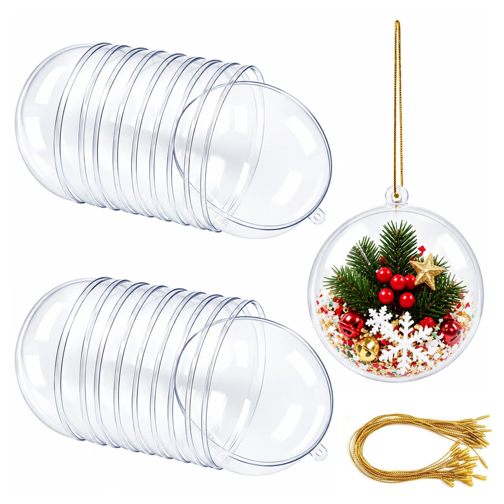 10 Pack Clear Fillable Ornaments Balls for Crafts, Clear Fillable Christmas Ornaments Balls, 3.15" Large Plastic Ornaments Balls for Christmas, Holiday, Wedding, Party, Home Decor