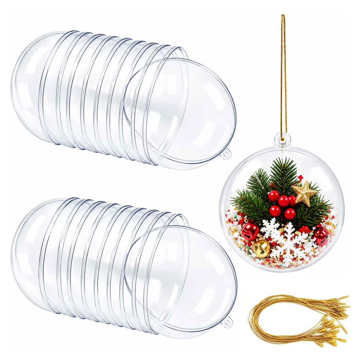 10 Pack Clear Fillable Ornaments Balls for Crafts, Clear Fillable Christmas Ornaments Balls, 3.15" Large Plastic Ornaments Balls for Christmas, Holiday, Wedding, Party, Home Decor