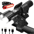 10000LM Super Bright Rechargeable Bike Light Set 4+4 Modes Powerful Bicycle Front Headlight and Back Taillight Triple IPX6 Waterproof Bike Lights for Night Riding Bike Light for Road Mountain Cycling