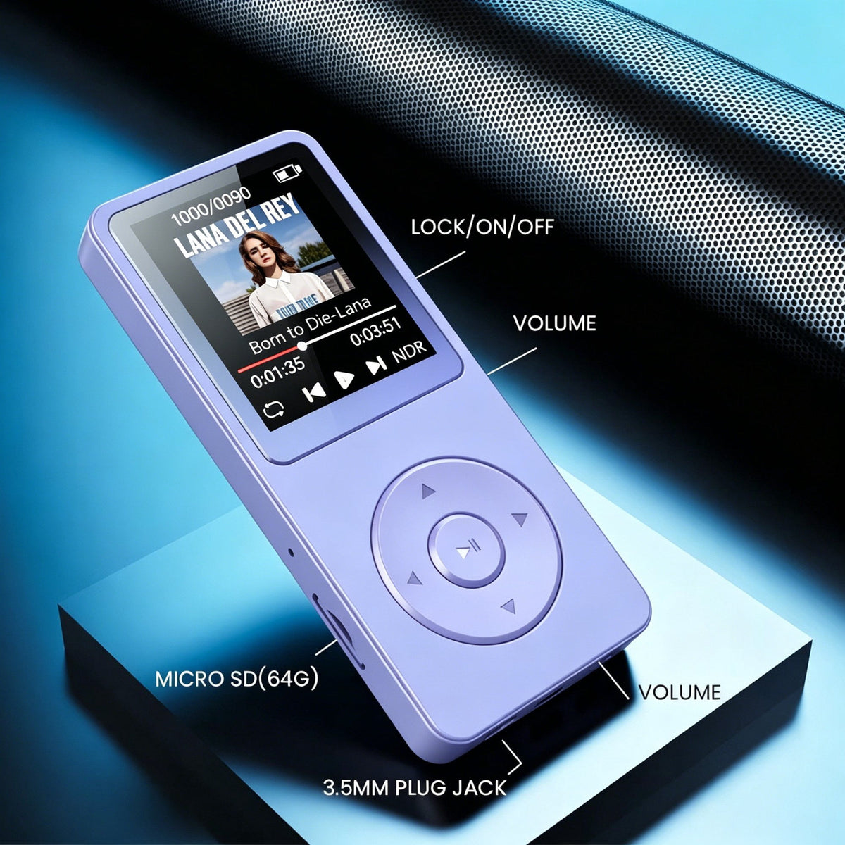 MUSICOZY MP3 Player with Bluetooth and 32GB Hi-Fi Music Player with Built-in Speaker Earphones Voice-Activated Recording MP3 Players with FM/E-Book/Video Supports up to 128GB for Kids Running Walking