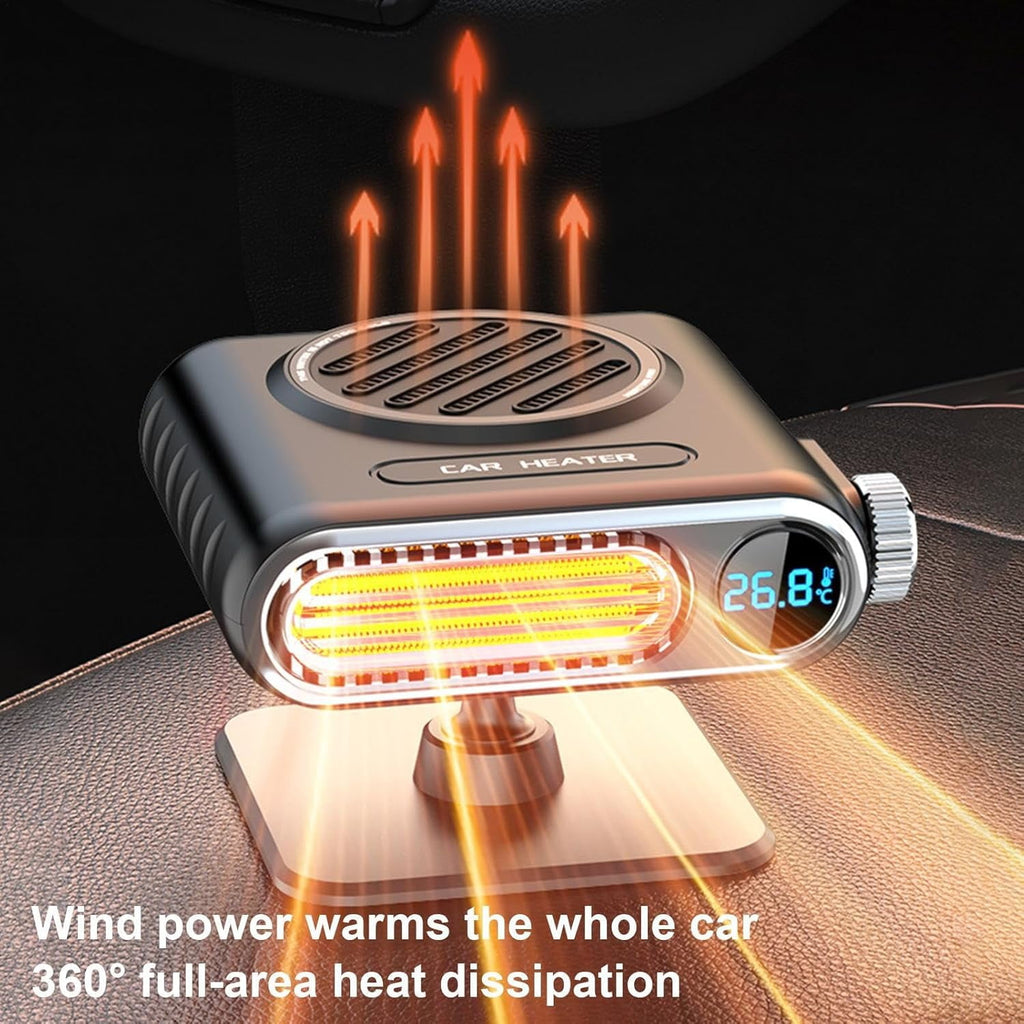 Portable Car Heaters For Vehiclem 12V Car Heater Auto Fan Heater LED Display Adjustable Temperature Fast Heating Car Defrost Defogger Vehicle Mounted Heater Car Windshield Defroster Demister