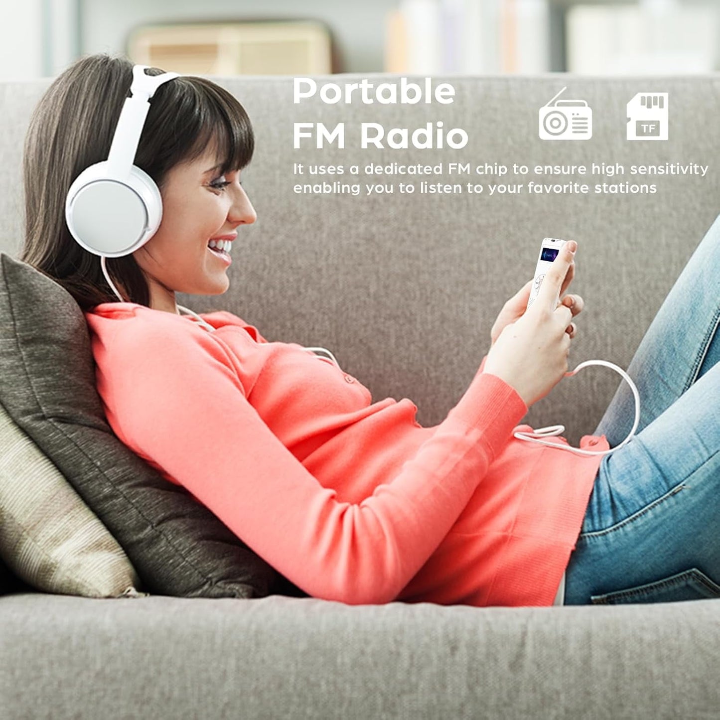 MUSICOZY 128GB MP3 Player Portable Music Player with Built-in Speaker Hi-Fi Lossless Sound Music MP3 Player for Voice Recorder FM Radio E-Book AB Repeat mode with Earphones for Kids Running Walking