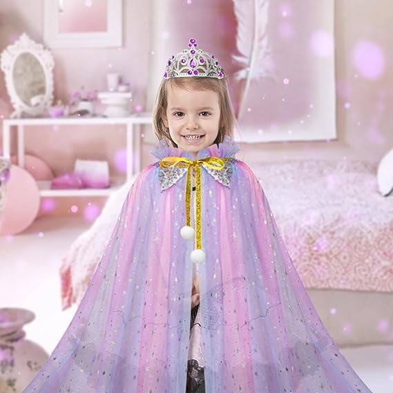 Princess Dress Up kids Costume Props Halloween Christmas gifts 11Pcs Fairy Princess for Toddler Girls Costume Sets Cape Wand Headband Tutu Skirt Jewelry New Year Gifts for Girls3 4 5 6 7 8 Year Old