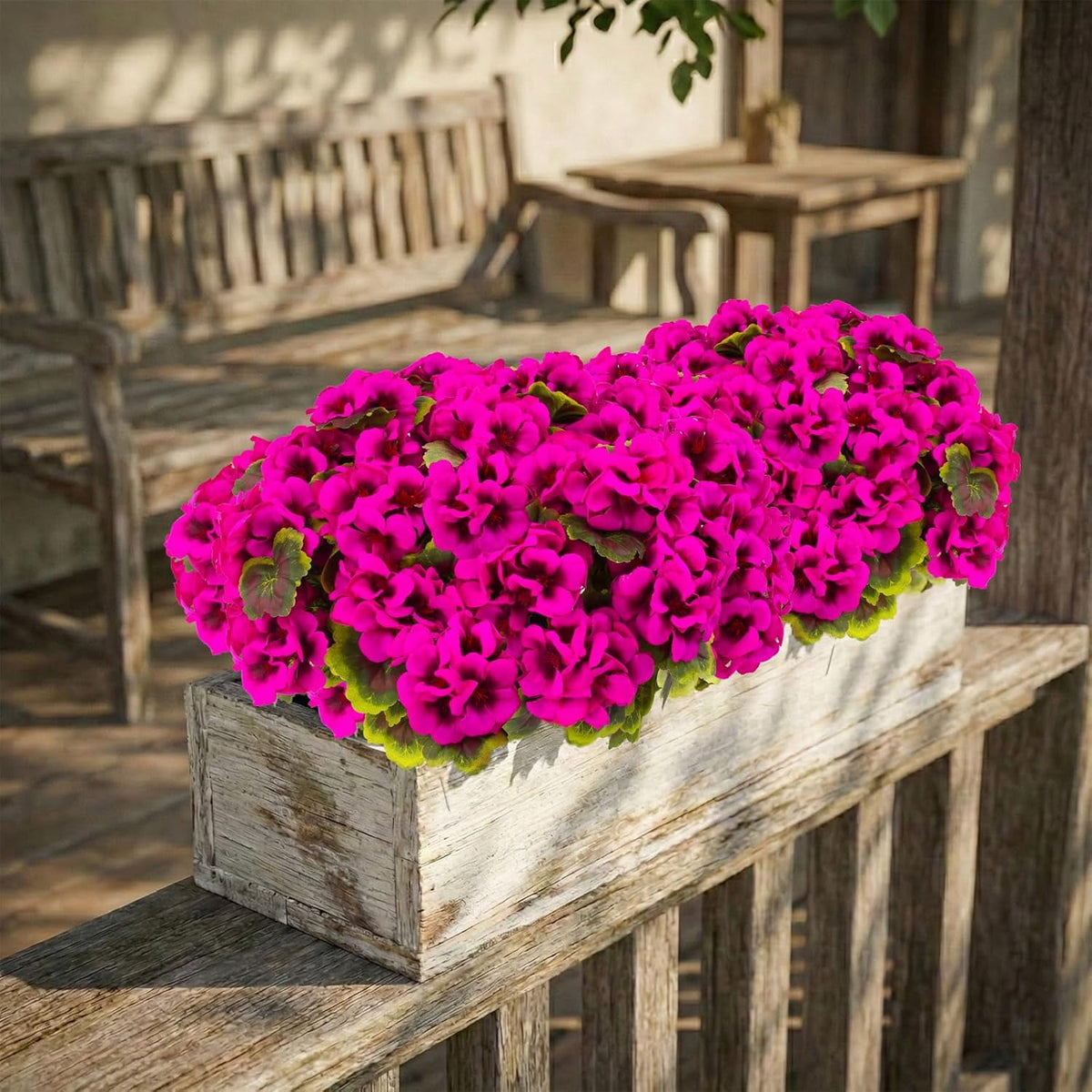 XEAZON Artificial Fake Flowers for Outdoors Decoration 6 Bundles Silk Geraniums Flower UV Resistant Look Real Faux Plants for Spring Summer Garden Porch Patio Window Box Balcony Planters Home Decor
