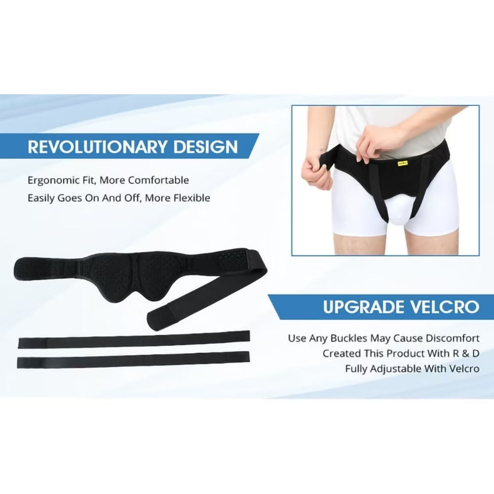 Hernia Belt Truss for Single/Double Inguinal or Sports Hernia, Hernia Support Brace for Men for Women Pain Relief Recovery Strap with 2 Removable Compression Pads Comfortable Material