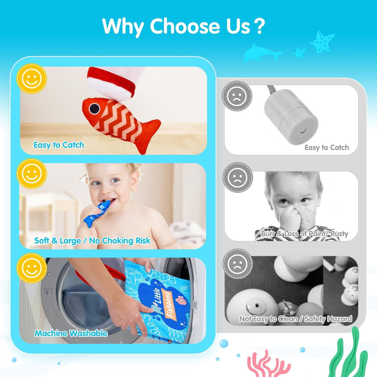 Toys for 1 Year Old Girl Boy Montessori Baby Toys 12-18 Months Cloth Fishing Game with Stacking Cups 1 Year Old Girl Boy Gifts Toddler Learning Toy 1 2 3 Year Old Baby Birthday Christmas Gifts
