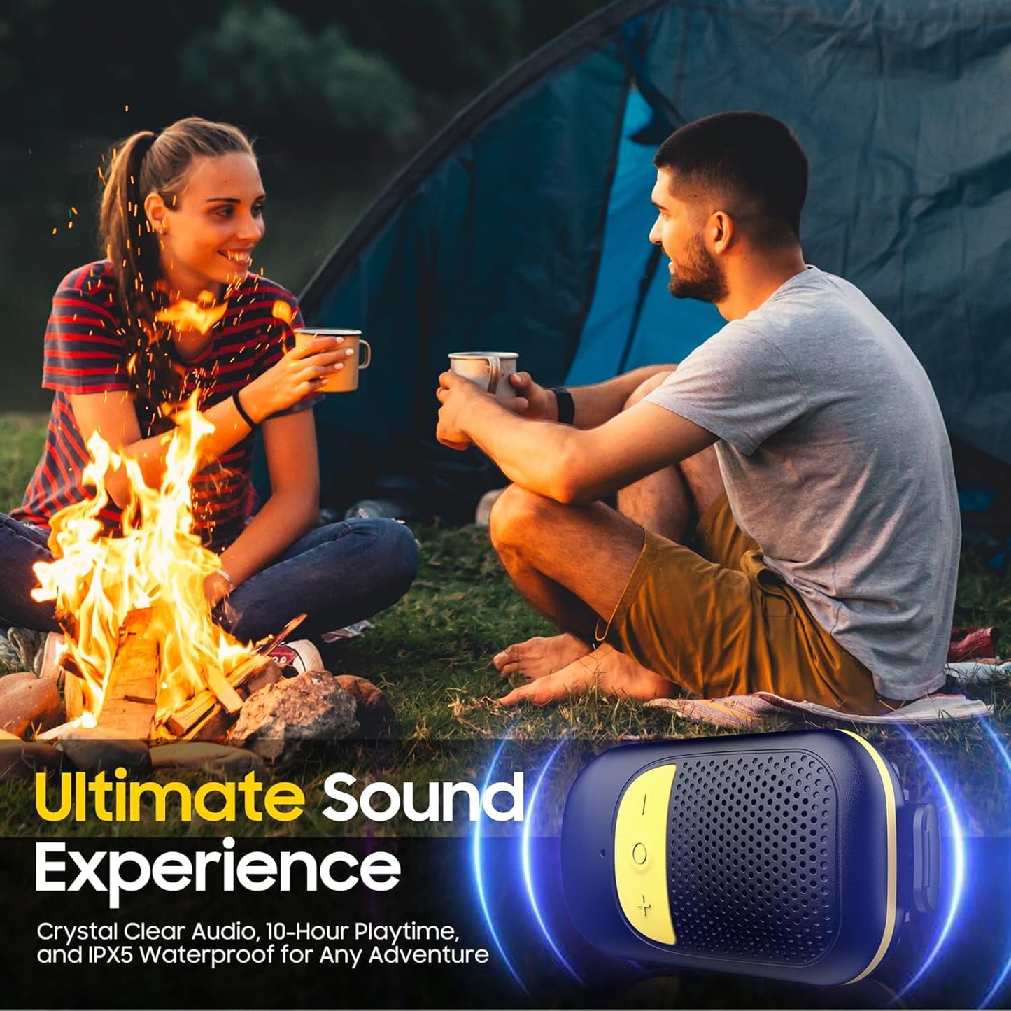 Wearable Bluetooth Speaker Clip-On Portable Speaker with Built-in Mics for Hands-Free Music and Calls Up to 10 Hours Battery Life Mini Outdoor Waterproof Speaker Gifts for Women/Men - Black