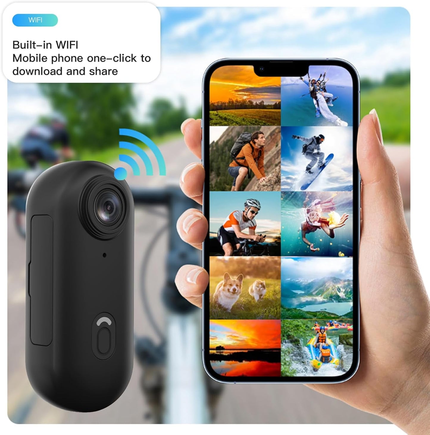 4K Mini WIFI Action Camera 128GB Police Cam Portable Body Cam Wearable Video Recorder with IPX7 Waterproof Underwater Camcorder Helmet Mount Magnetic Sport DV for Bike Cycling Pet Vlogging(Black)