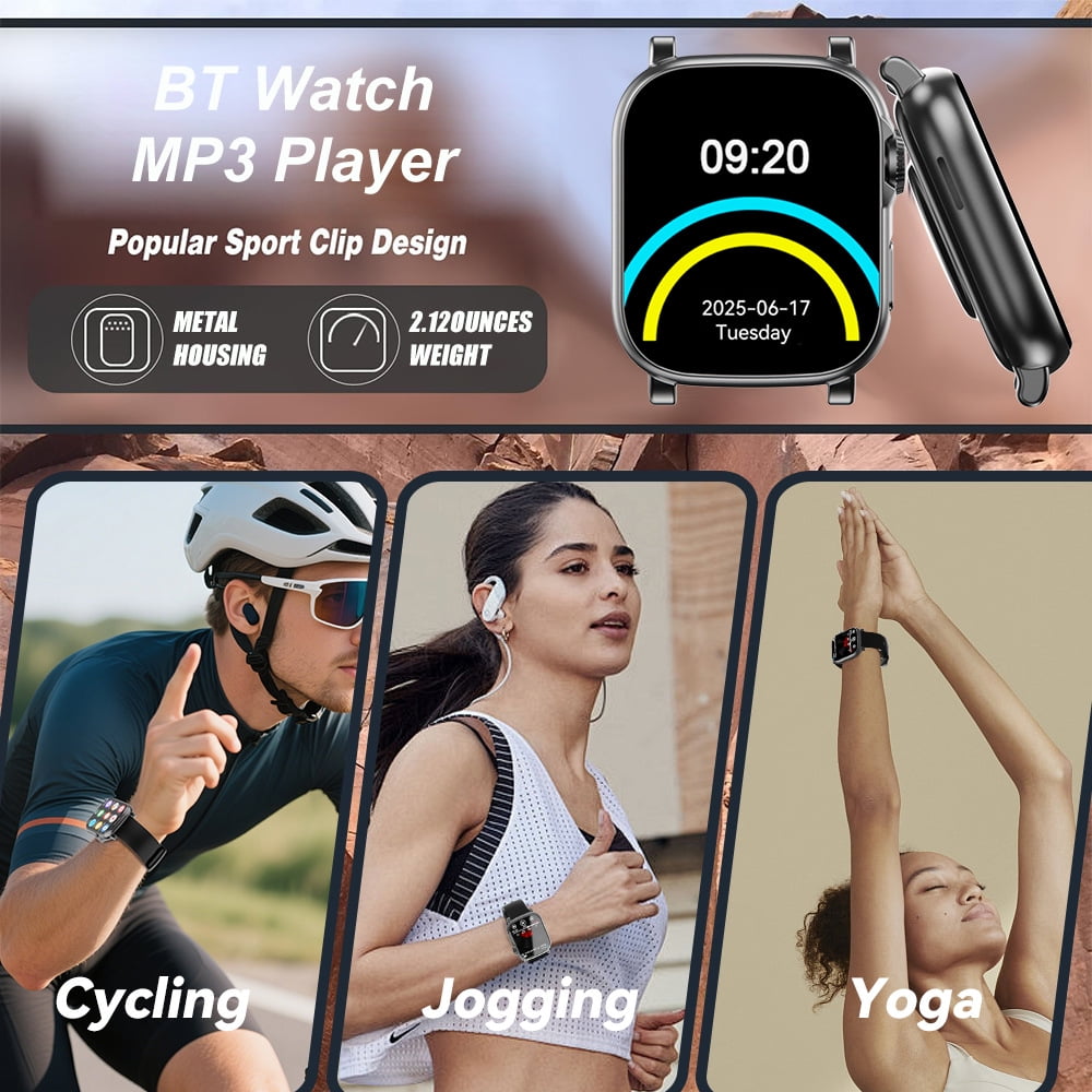 MP3 Player Sports Watch 32GB Bluetooth Music Player 2.0 Touch Screen MP3 MP4 Player Build-in Speaker/Photo/Video Play/Voice Recorder/E-Book Reader Supports up to 128GB for Kids Running Walking