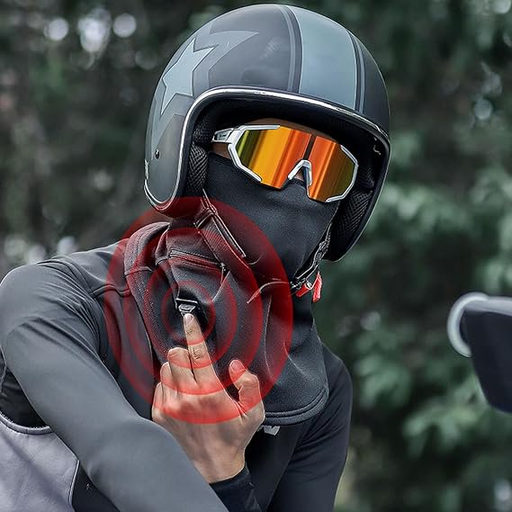 Winter Balaclava Face Mask for Men Women, Heated Balaclava Motorcycle Ski Mask with 3 Temperature Adjustable, Windproof Thermal Fleece Face Mask for Skiing, Snowboarding, Motorcycling, Riding, Black