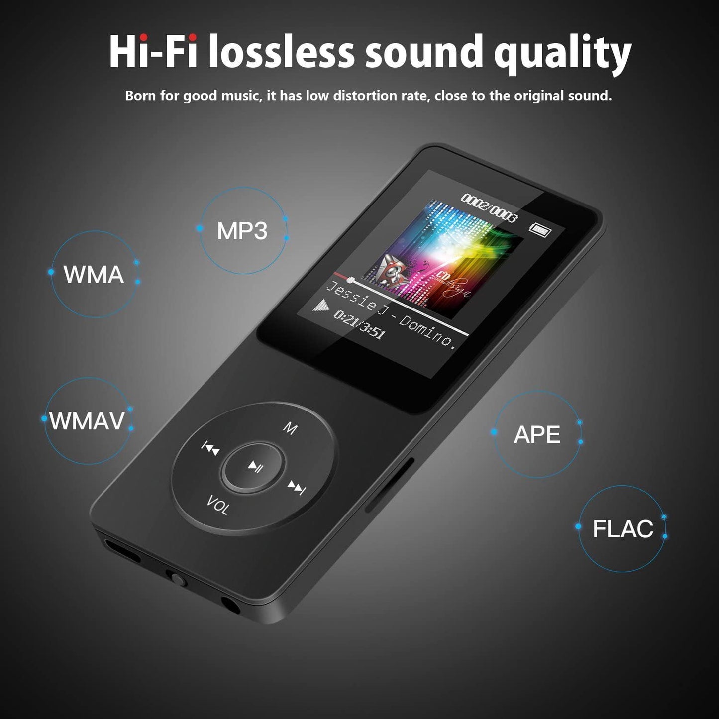 MP3 Player Music Player with 32GB Micro SD Card Earphone Build-in Speaker/Photo/Video Play/FM Radio/Voice Recorder/E-Book Reader Supports up to 128GB for Kids Running Walking