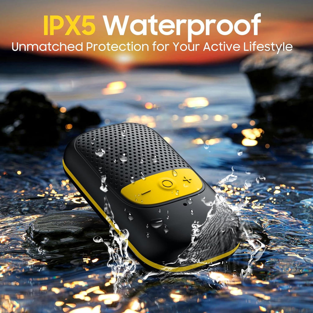 Wearable Bluetooth Speaker Clip-On Portable Speaker with Built-in Mics for Hands-Free Music and Calls Up to 10 Hours Battery Life Mini Outdoor Waterproof Speaker Gifts for Women/Men - Black